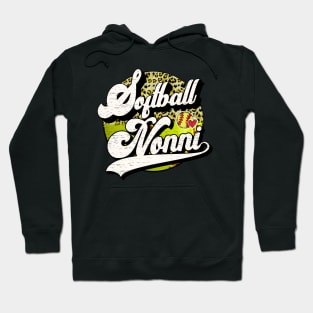 Softball Nonni Vintage Leopard Softball Family Matching Hoodie